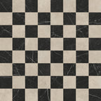 Leona 12x12 Checkerboard Matte Porcelain Tile in Marfil and Nero Marquina