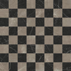 Leona 12x12 Checkerboard Polished Porcelain Tile in Amani Bronze and Nero Marquina