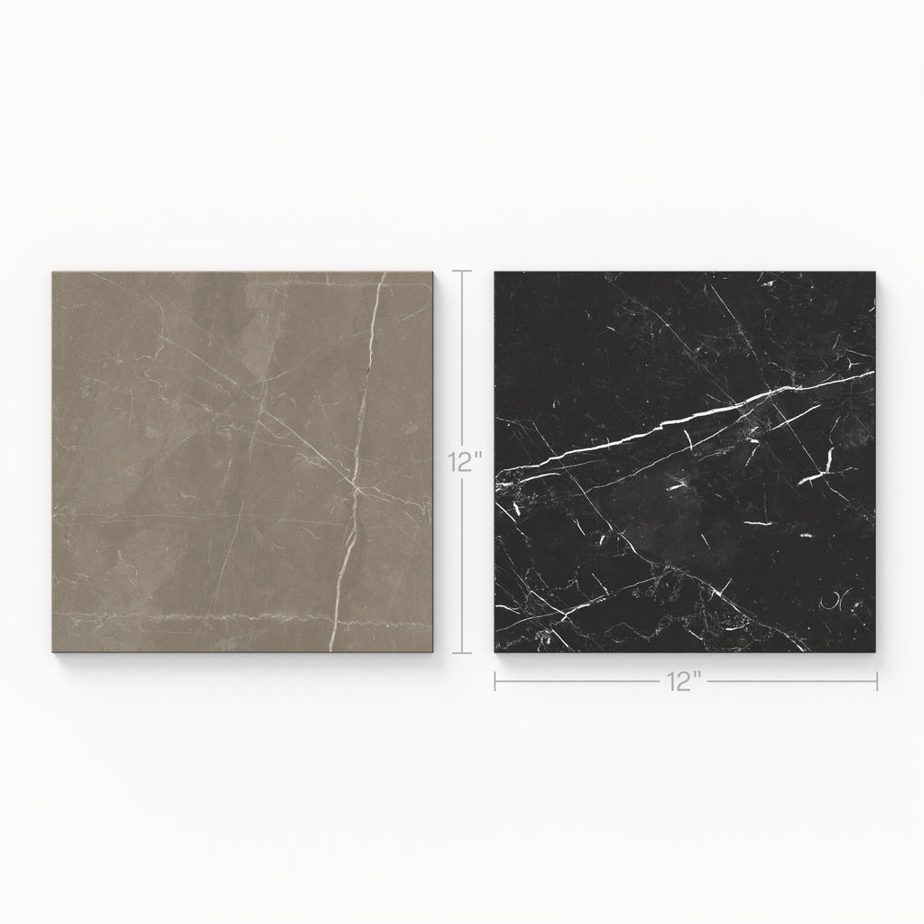 Leona 12x12 Checkerboard Polished Porcelain Tile in Amani Bronze and Nero Marquina