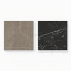 Leona 12x12 Checkerboard Polished Porcelain Tile in Amani Bronze and Nero Marquina