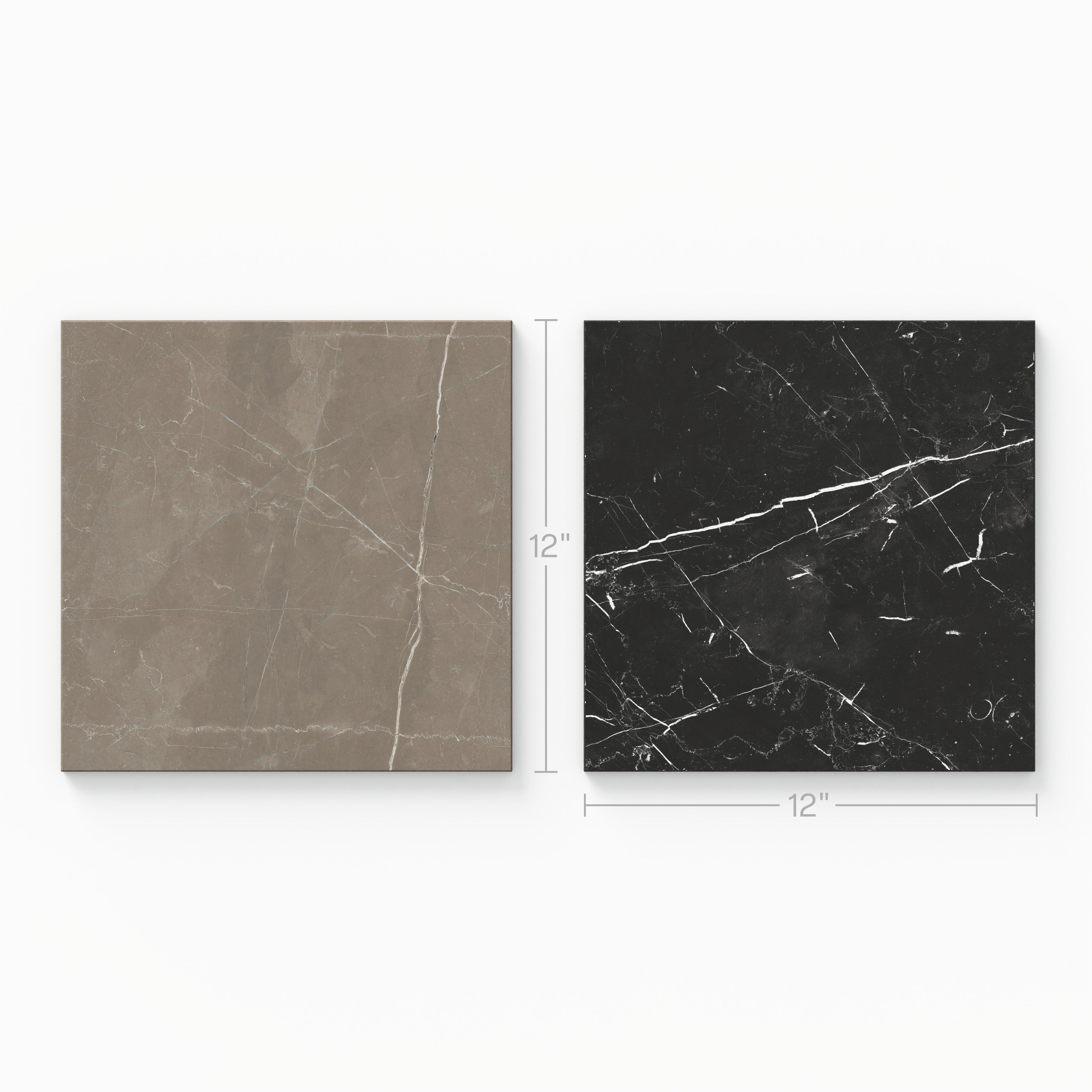 Leona 12x12 Checkerboard Polished Porcelain Tile in Amani Bronze and Nero Marquina