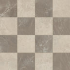Leona 12x12 Checkerboard Matte Porcelain Tile in Marfil and Amani Bronze