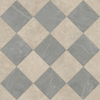 Leona 12x12 Checkerboard Matte Porcelain Tile in Marfil and Amani Grey