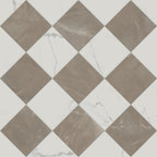 Leona 12x12 Checkerboard Polished Porcelain Tile in Calacatta and Amani Bronze