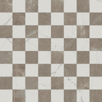Leona 12x12 Checkerboard Polished Porcelain Tile in Calacatta and Amani Bronze