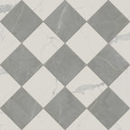 Leona 12x12 Checkerboard Polished Porcelain Tile in Calacatta and Amani Grey