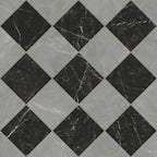Leona 12x12 Checkerboard Polished Porcelain Tile in Amani Grey and Nero Marquina