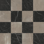 Leona 12x12 Checkerboard Matte Porcelain Tile in Amani Bronze and Nero Marquina
