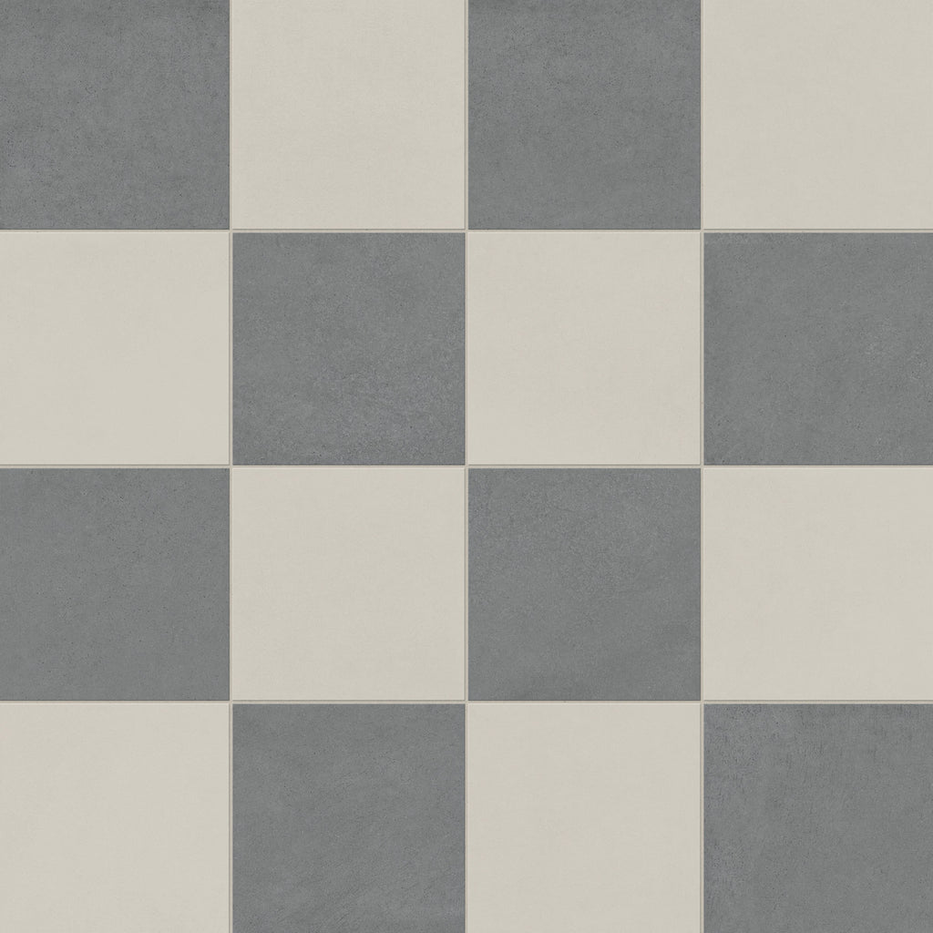 Palmer 12x12 Checkerboard Matte Porcelain Tile in White and Grey