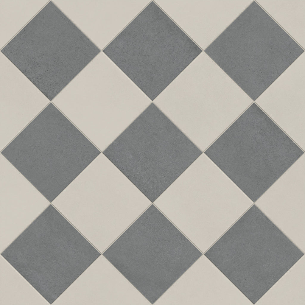 Palmer 12x12 Checkerboard Matte Porcelain Tile in White and Grey