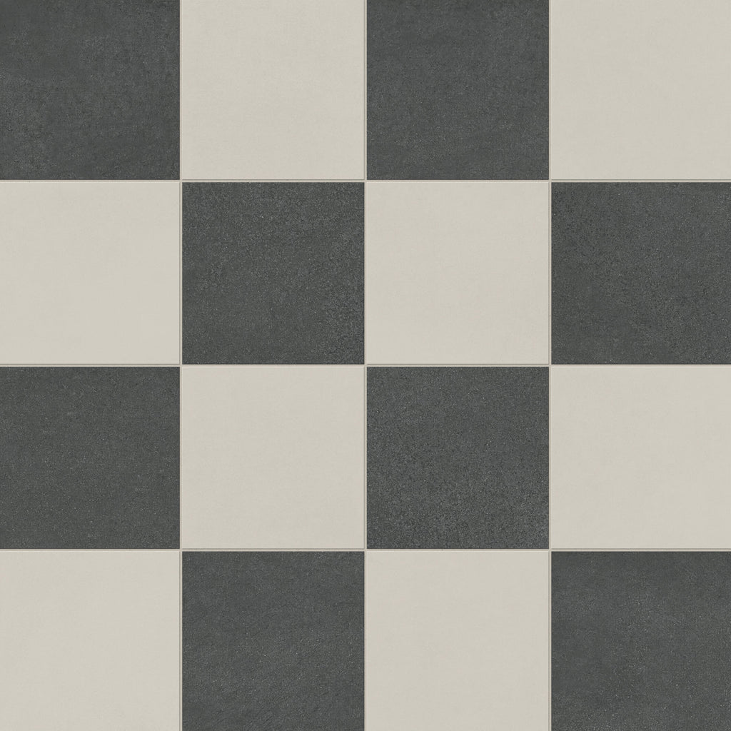Palmer 12x12 Checkerboard Matte Porcelain Tile in White and Nero