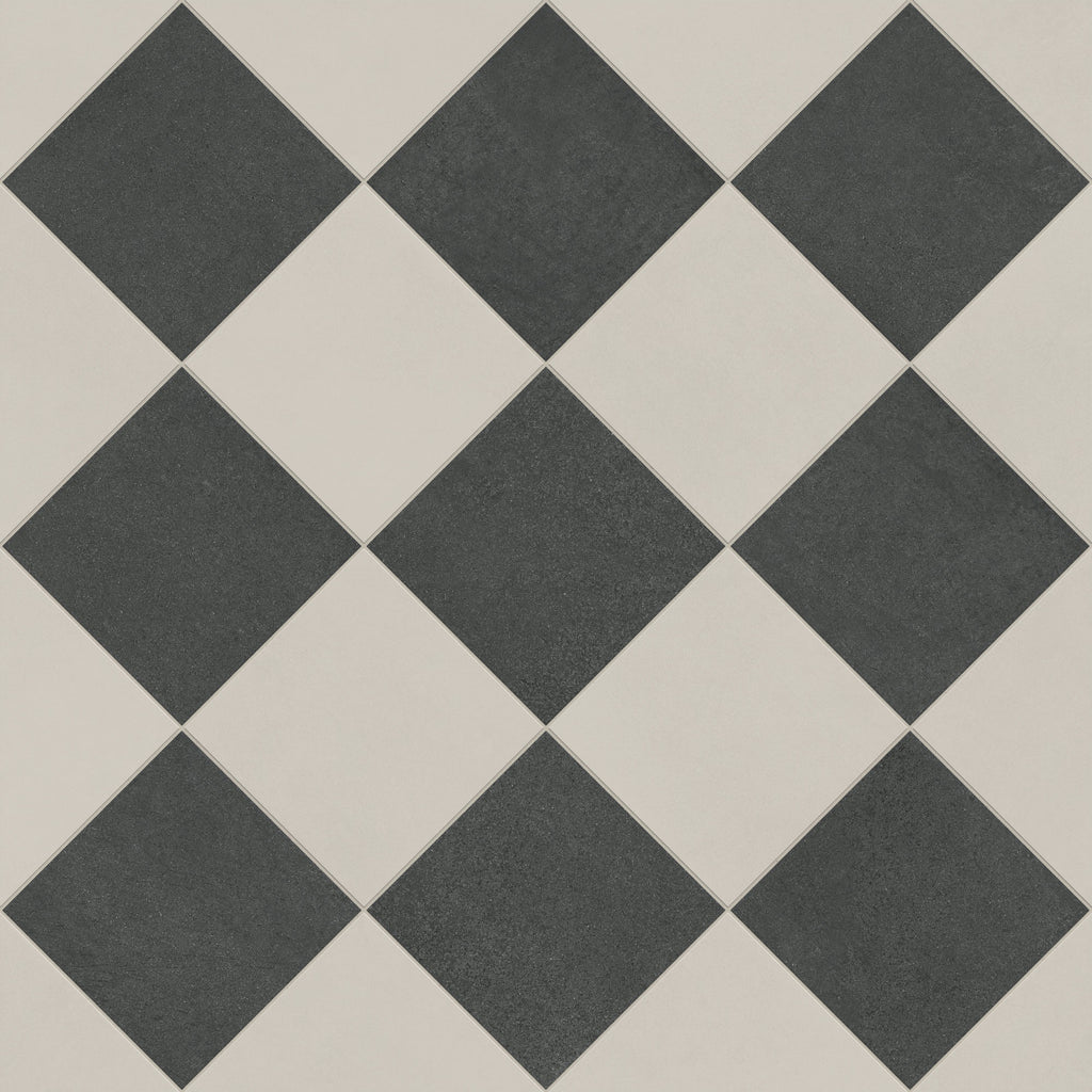 Palmer 12x12 Checkerboard Matte Porcelain Tile in White and Nero
