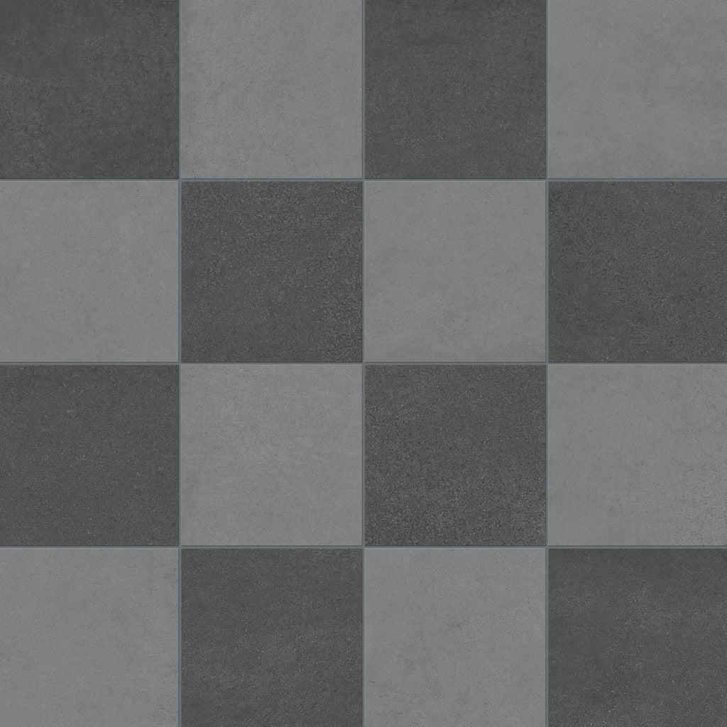 Palmer 12x12 Checkerboard Matte Porcelain Tile in Grey and Nero