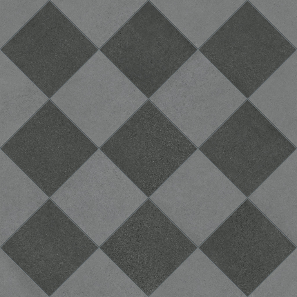 Palmer 12x12 Checkerboard Matte Porcelain Tile in Grey and Nero