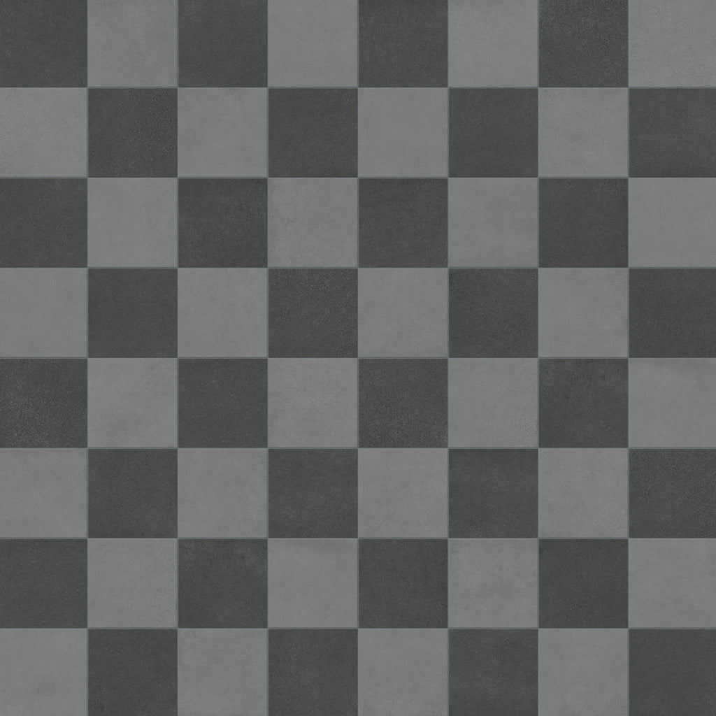 Palmer 12x12 Checkerboard Matte Porcelain Tile in Grey and Nero