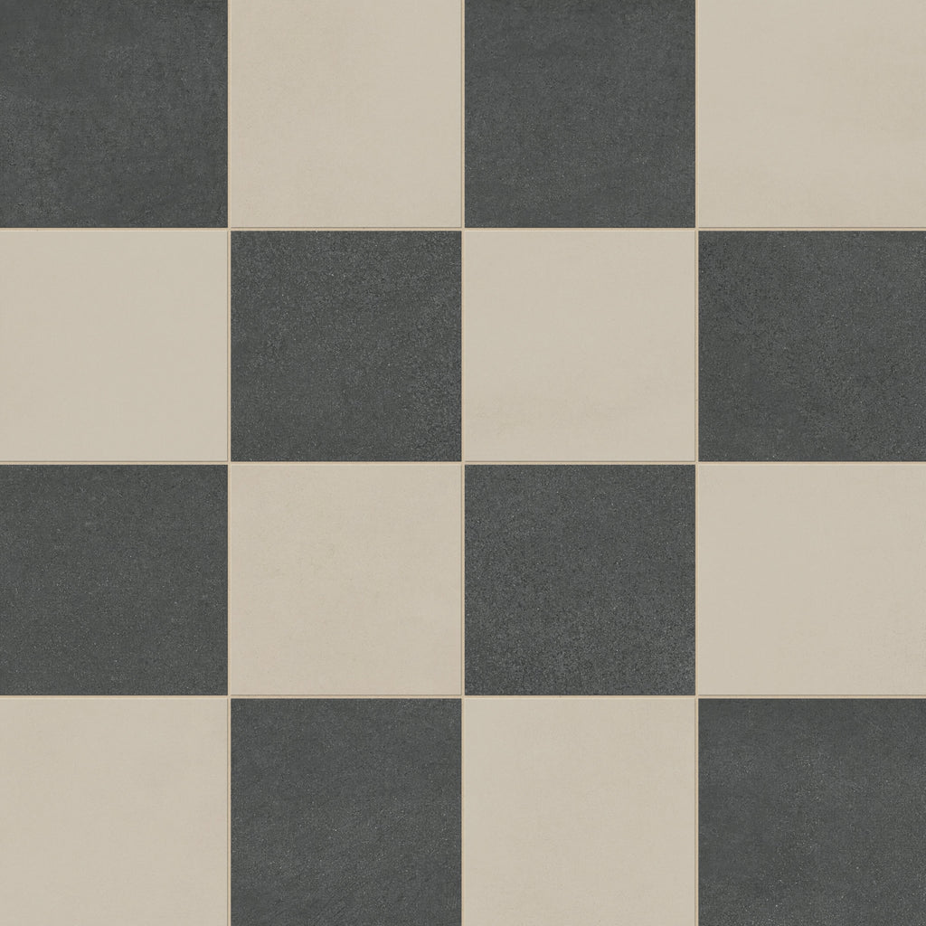 Palmer 12x12 Checkerboard Matte Porcelain Tile in Natural and Nero