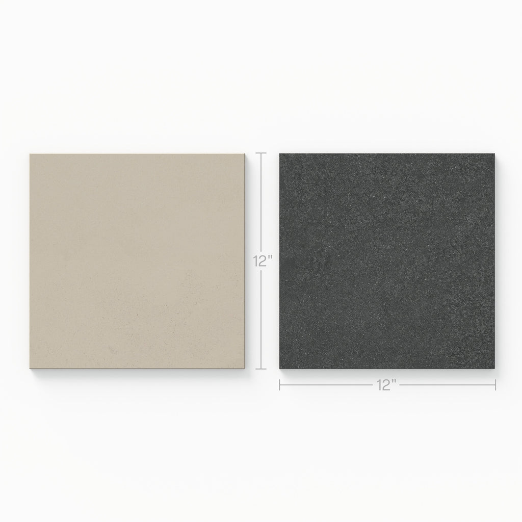 Palmer 12x12 Checkerboard Matte Porcelain Tile in Natural and Nero