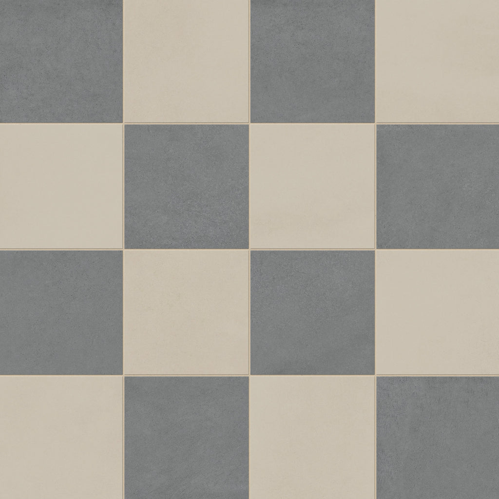 Palmer 12x12 Checkerboard Matte Porcelain Tile in Natural and Grey