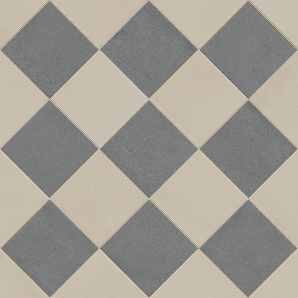 Palmer 12x12 Checkerboard Matte Porcelain Tile in Natural and Grey