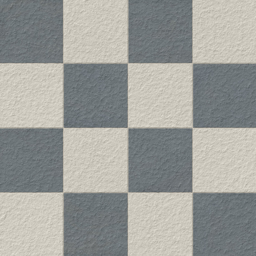 Palmer 12x12 Checkerboard Raw Porcelain Tile in White and Ocean Blue