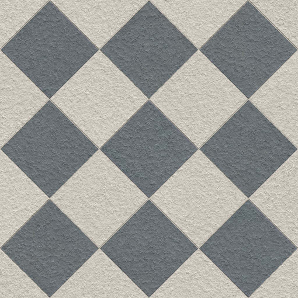 Palmer 12x12 Checkerboard Raw Porcelain Tile in White and Ocean Blue