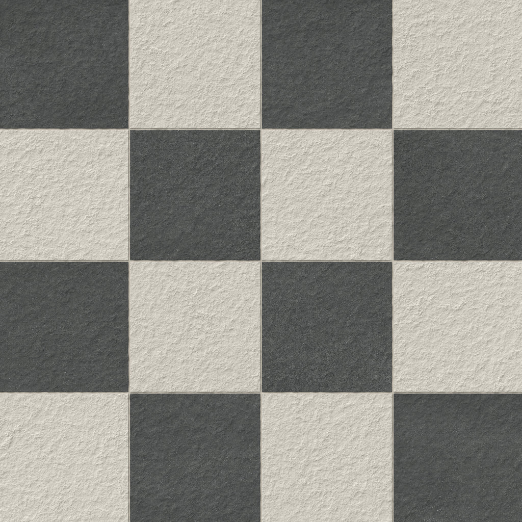 Palmer 12x12 Checkerboard Raw Porcelain Tile in White and Nero