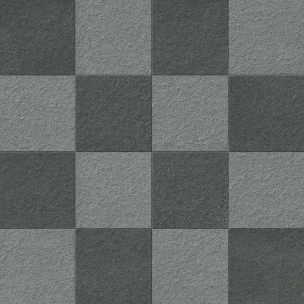 Palmer 12x12 Checkerboard Raw Porcelain Tile in Grey and Nero