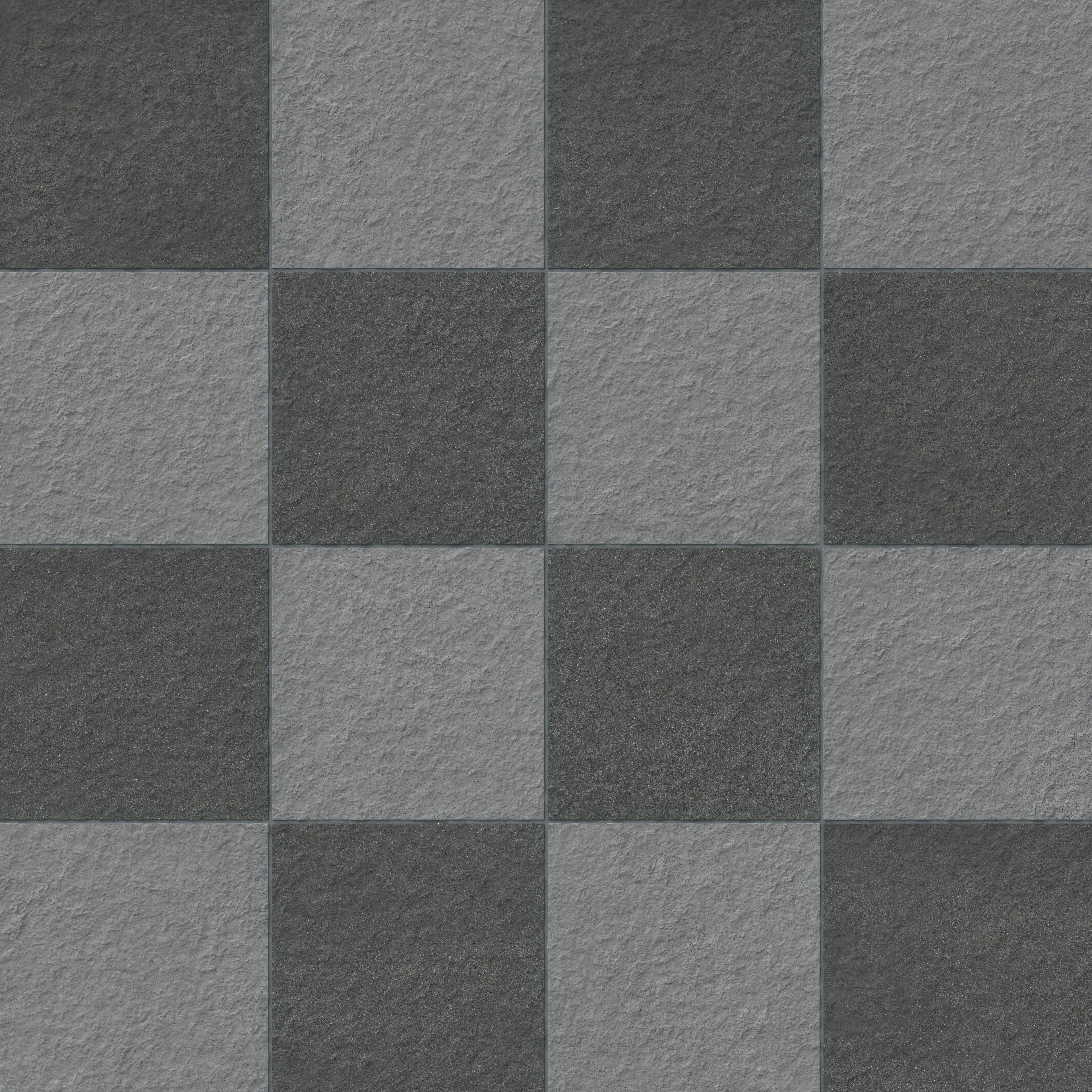 Palmer 12x12 Checkerboard Raw Porcelain Tile in Grey and Nero
