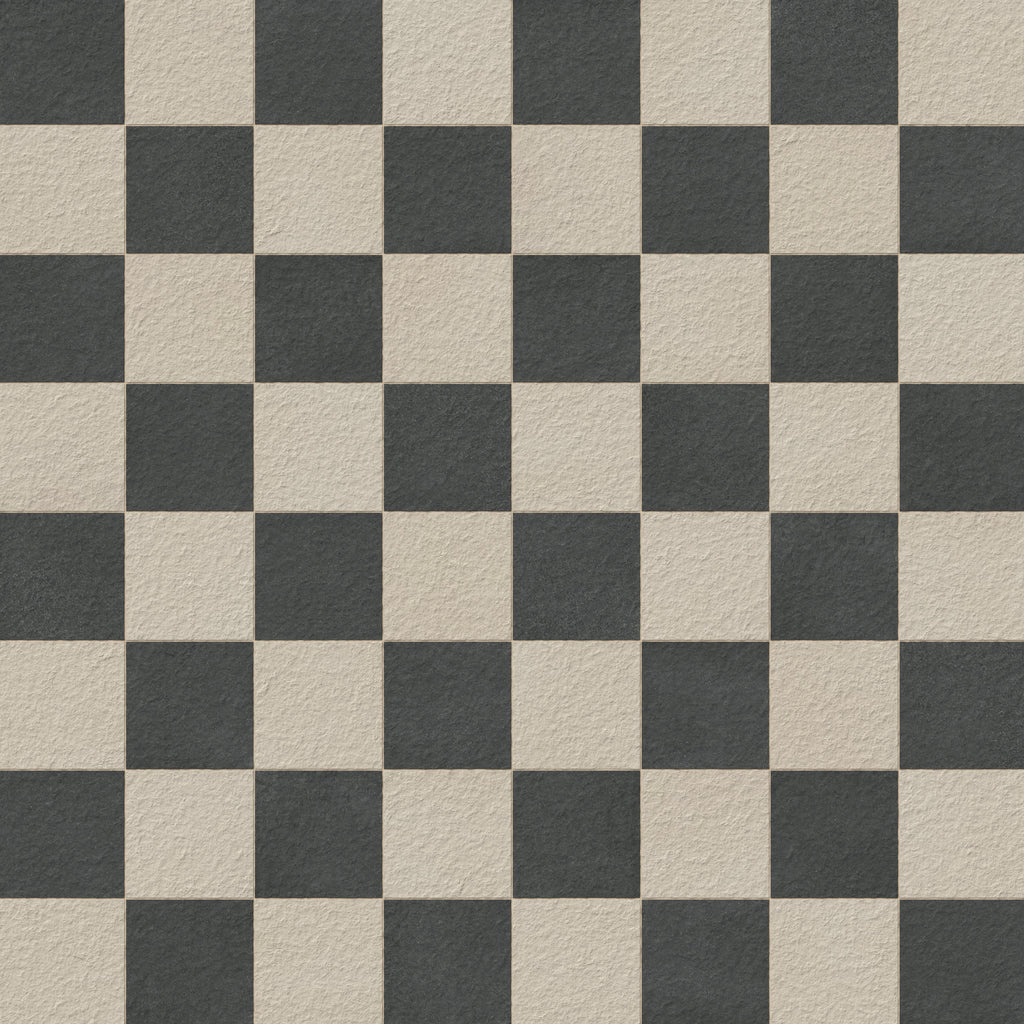 Palmer 12x12 Checkerboard Raw Porcelain Tile in Natural and Nero