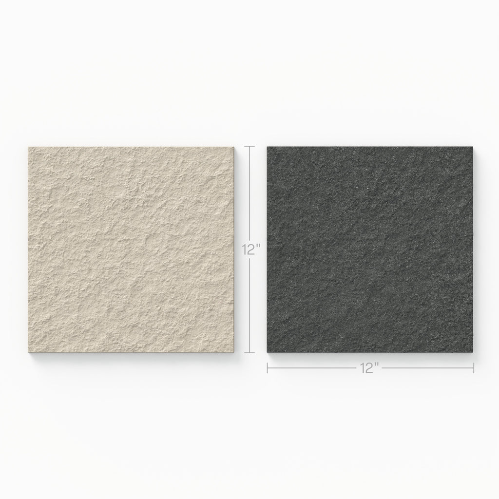 Palmer 12x12 Checkerboard Raw Porcelain Tile in Natural and Nero