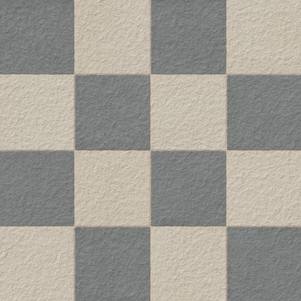 Palmer 12x12 Checkerboard Raw Porcelain Tile in Natural and Grey