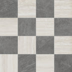 Wren 12x12 Checkerboard Grip 2cm Porcelain Paver Tile in Charcoal & Oat