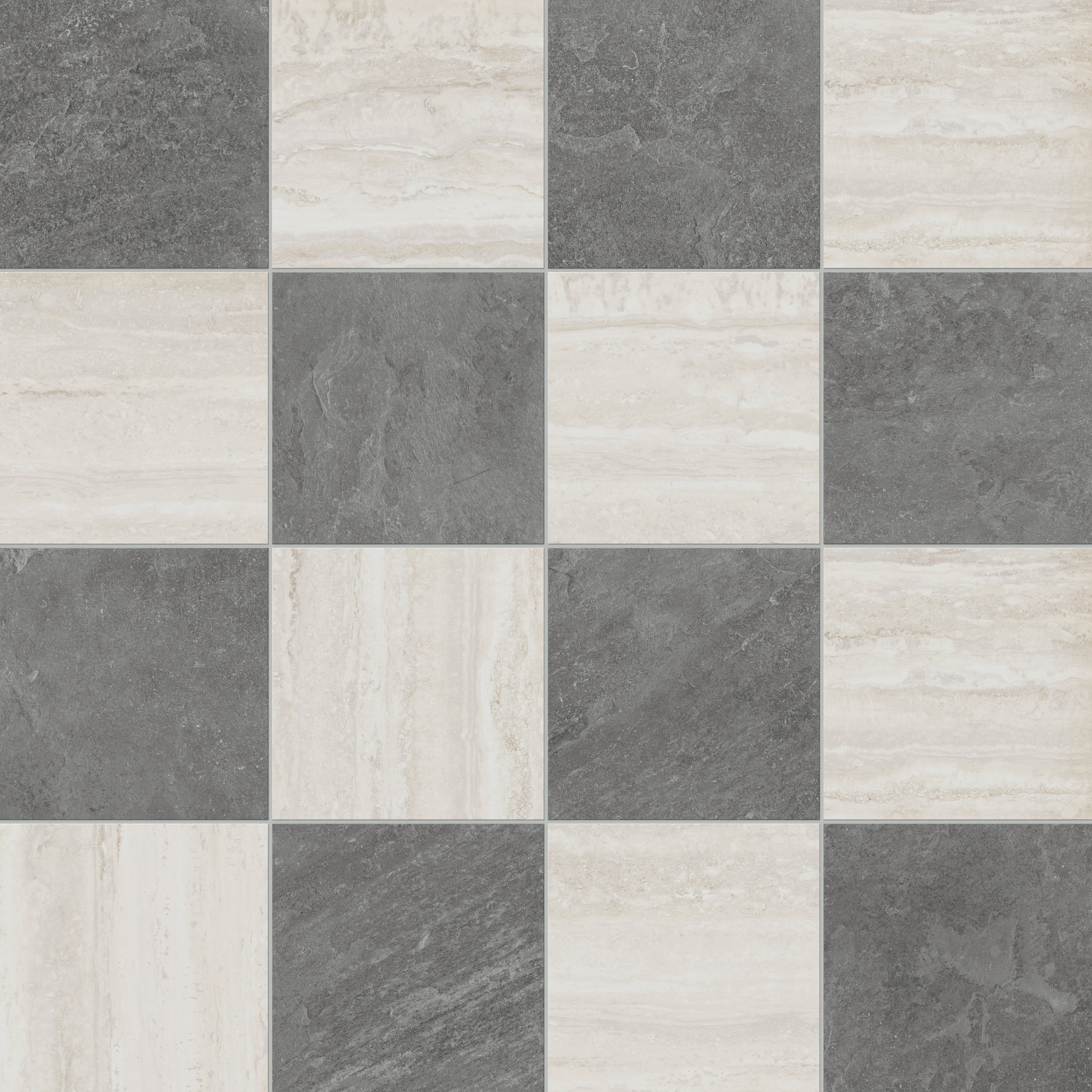 Wren 12x12 Checkerboard Grip 2cm Porcelain Paver Tile in Charcoal & Oat