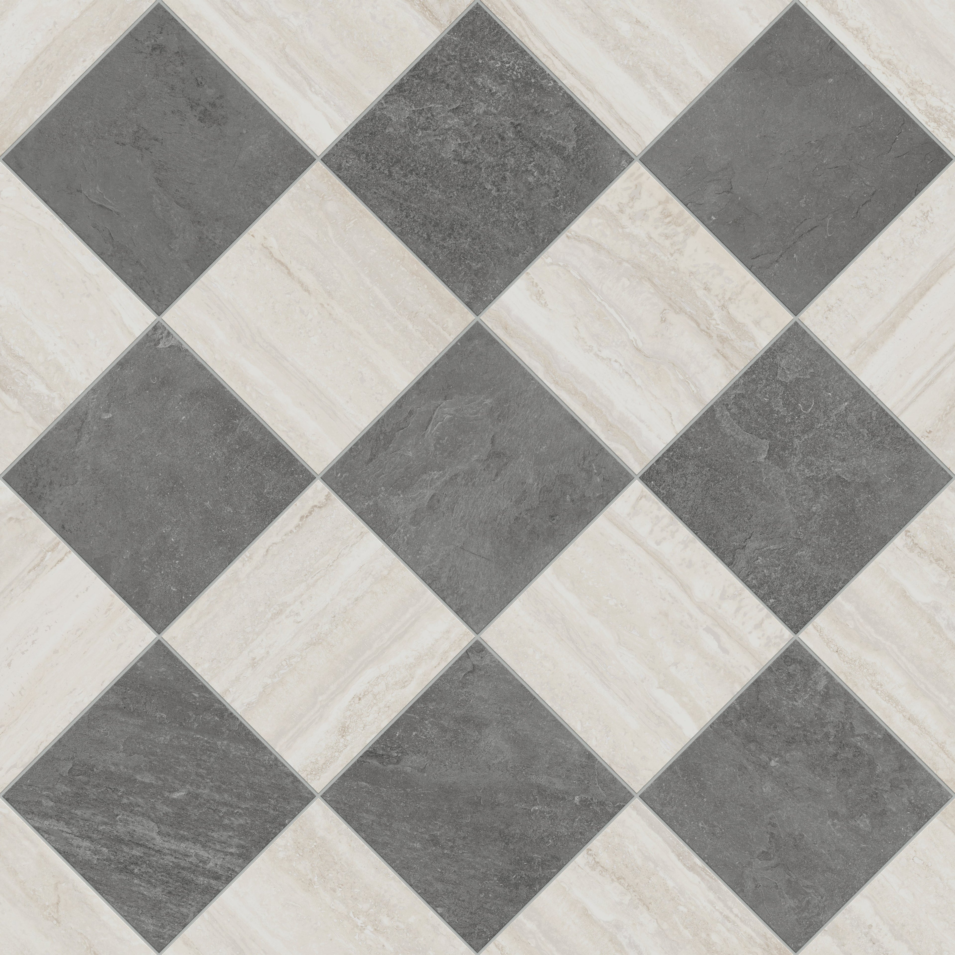 Wren 12x12 Checkerboard Grip 2cm Porcelain Paver Tile in Charcoal & Oat