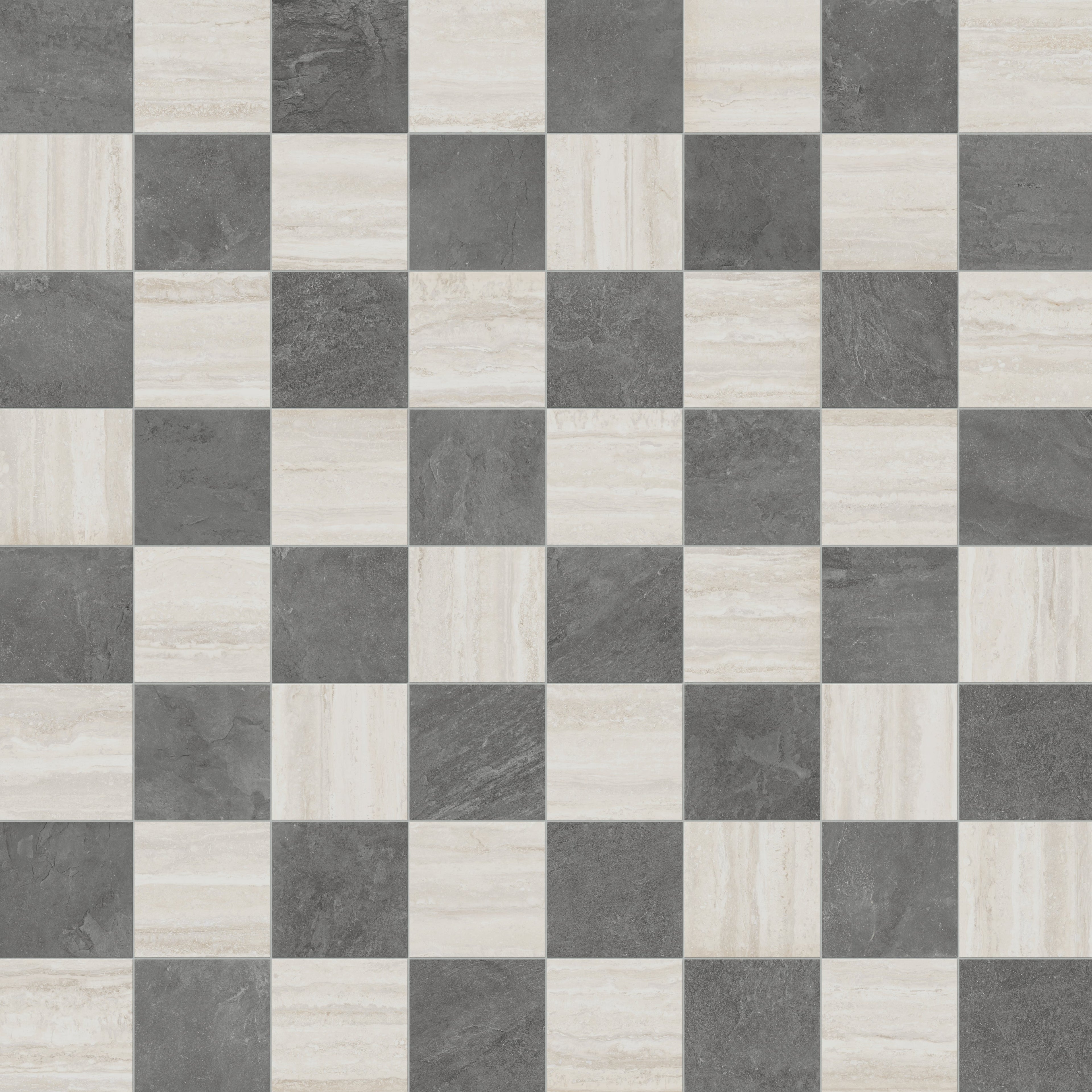 Wren 12x12 Checkerboard Grip 2cm Porcelain Paver Tile in Charcoal & Oat