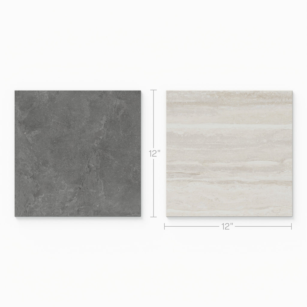 Wren 12x12 Checkerboard Grip 2cm Porcelain Paver Tile in Charcoal & Oat