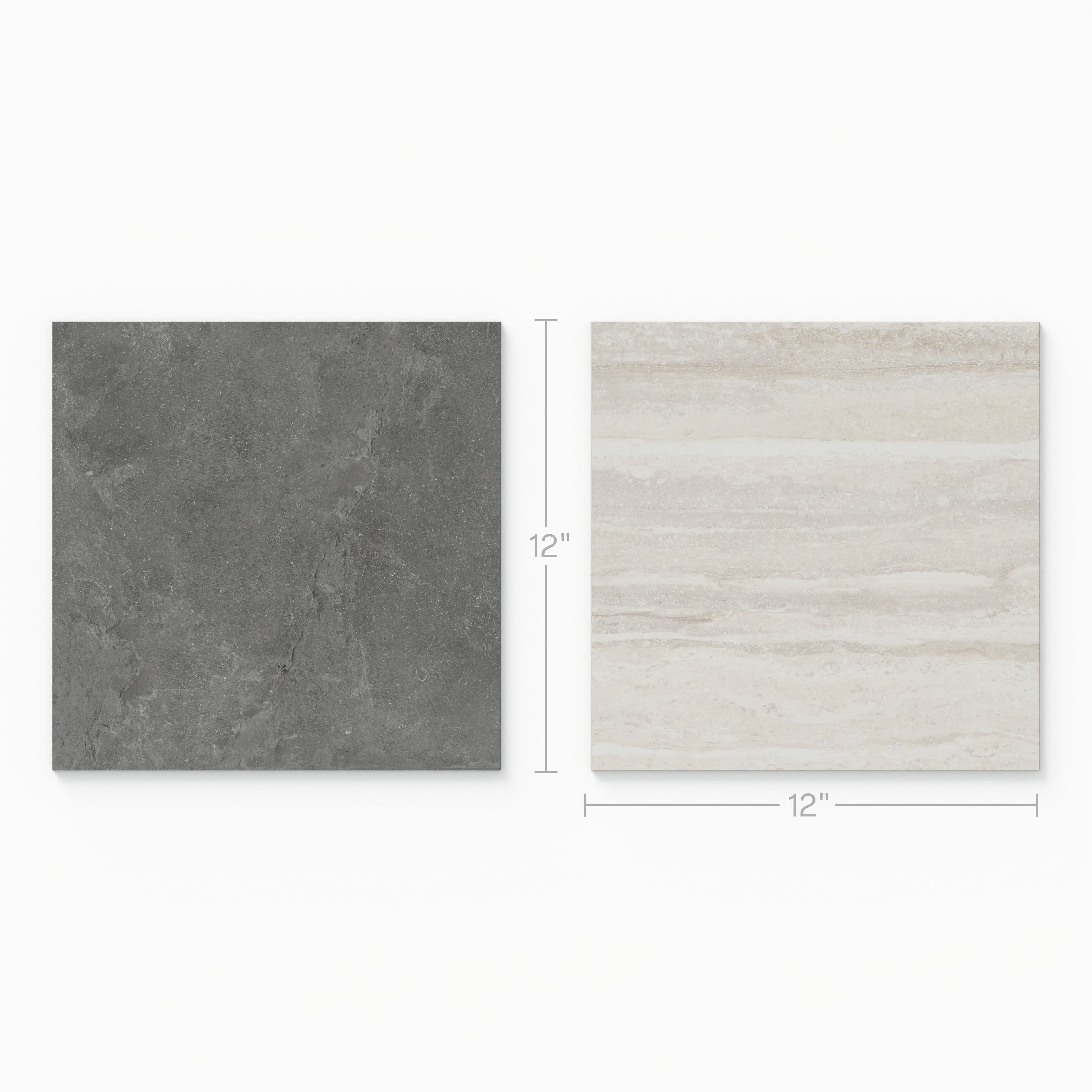 Wren 12x12 Checkerboard Grip 2cm Porcelain Paver Tile in Charcoal & Oat