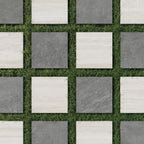 Wren 12x12 Checkerboard Grip 2cm Porcelain Paver Tile in Charcoal & Oat