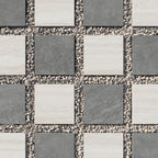 Wren 12x12 Checkerboard Grip 2cm Porcelain Paver Tile in Charcoal & Oat