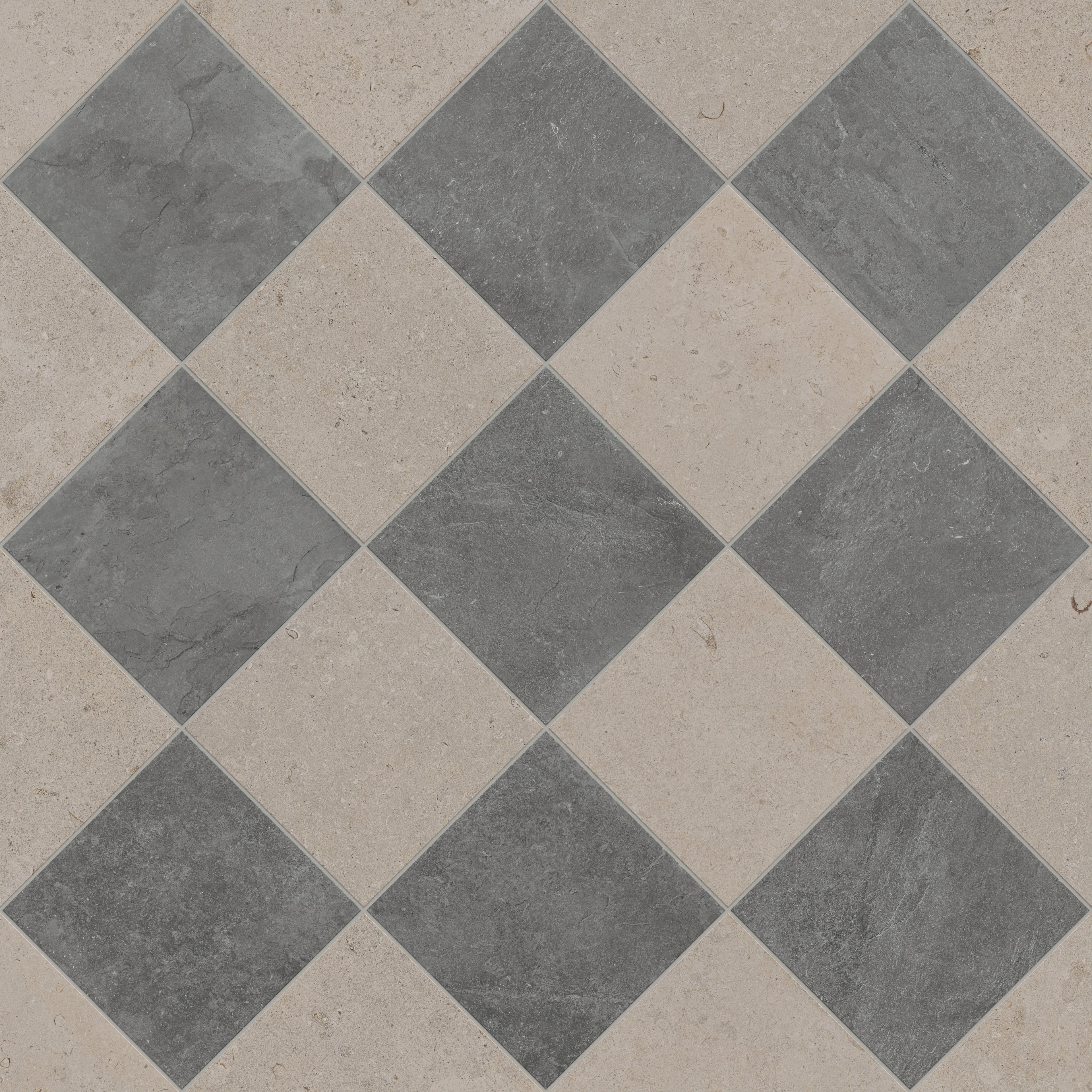 Wren 12x12 Checkerboard Grip 2cm Porcelain Paver Tile in Charcoal & Dune