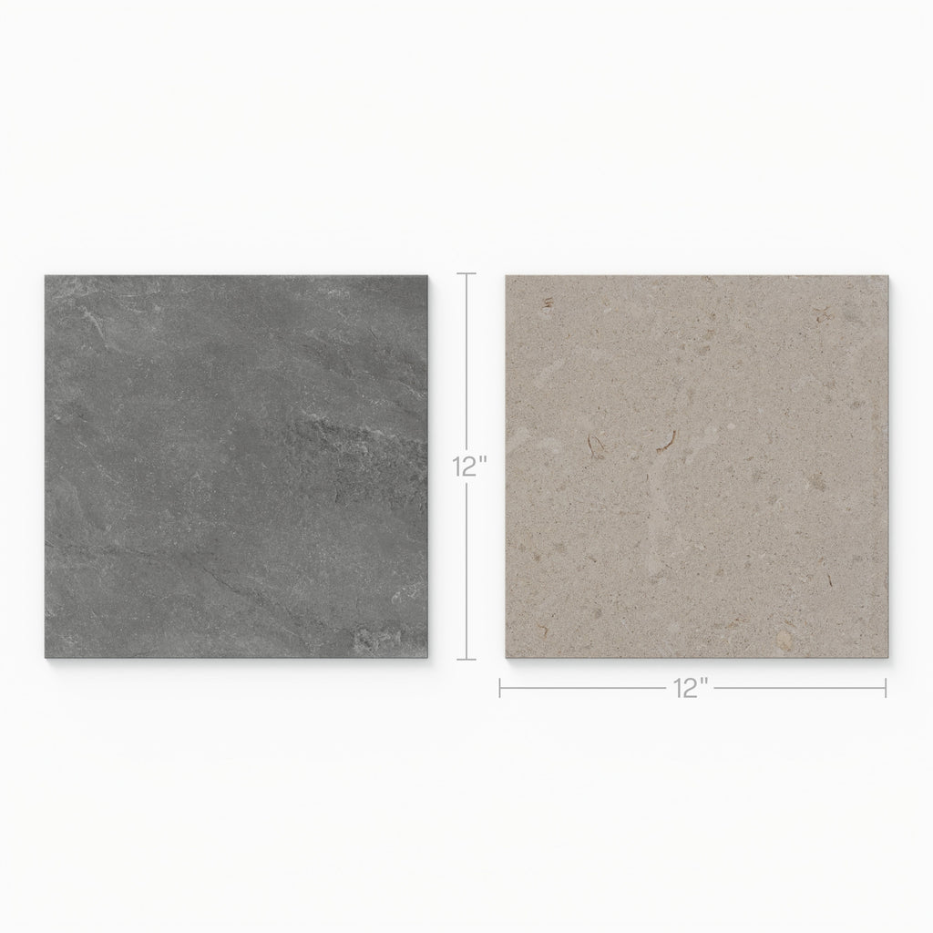 Wren 12x12 Checkerboard Grip 2cm Porcelain Paver Tile in Charcoal & Dune