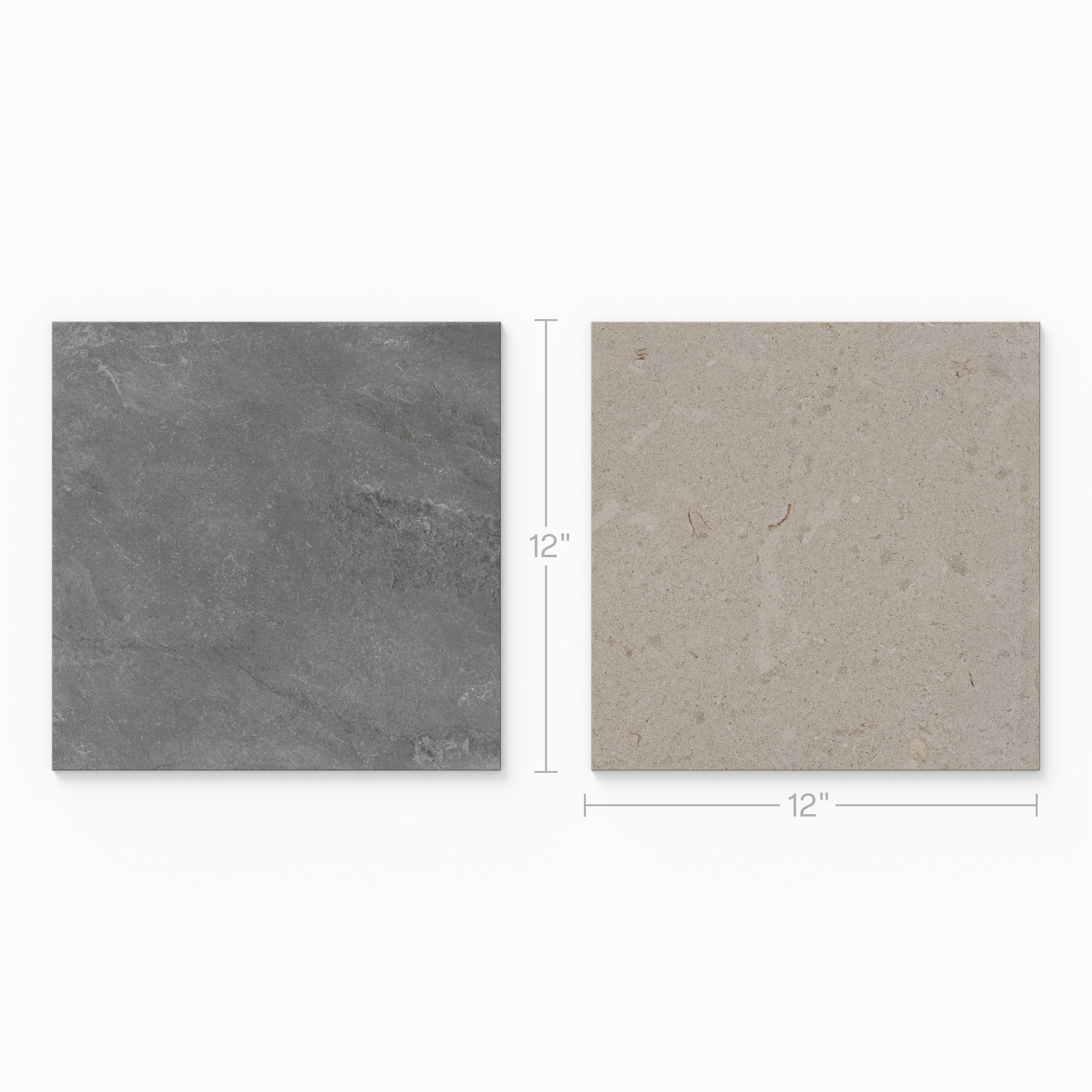 Wren 12x12 Checkerboard Grip 2cm Porcelain Paver Tile in Charcoal & Dune