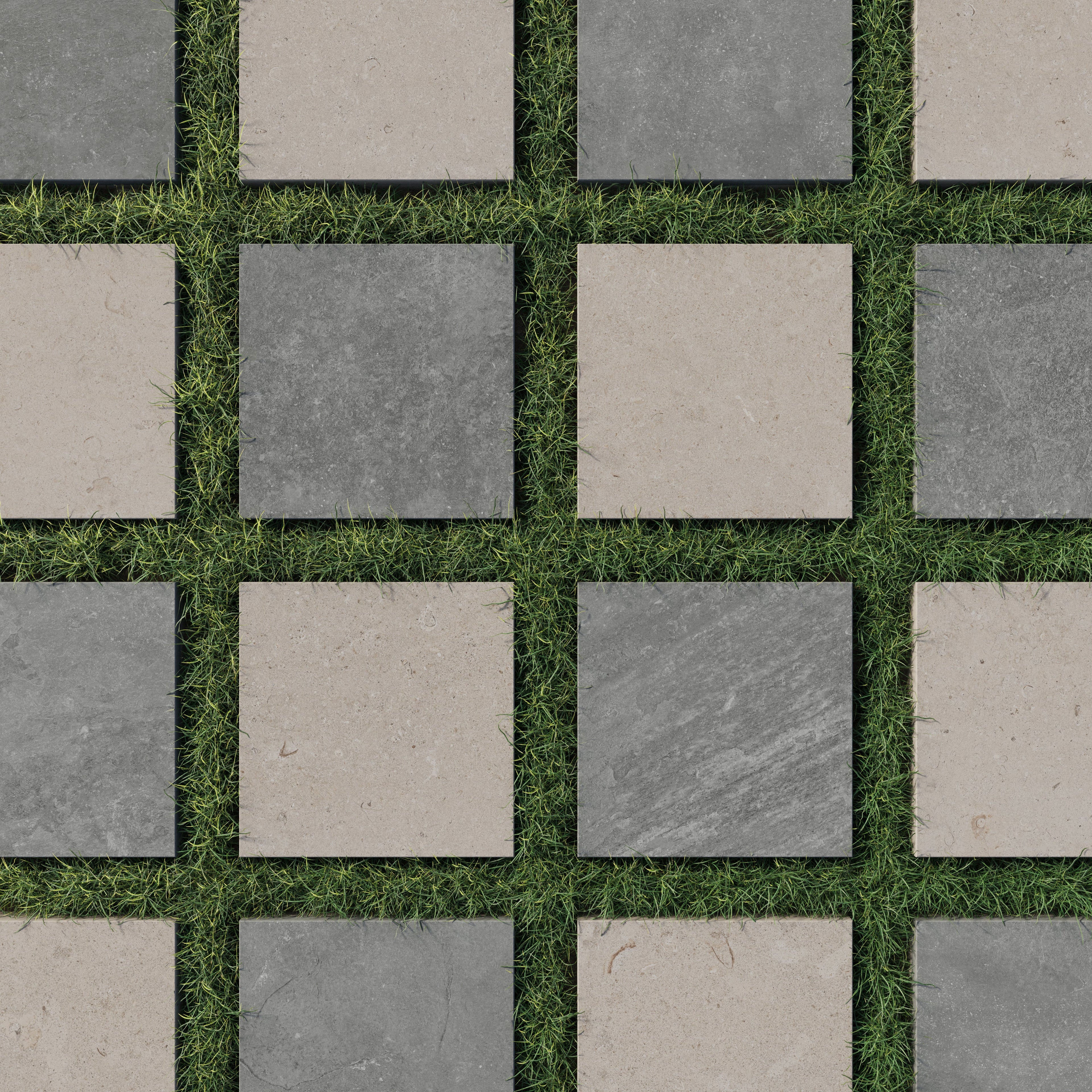 Wren 12x12 Checkerboard Grip 2cm Porcelain Paver Tile in Charcoal & Dune