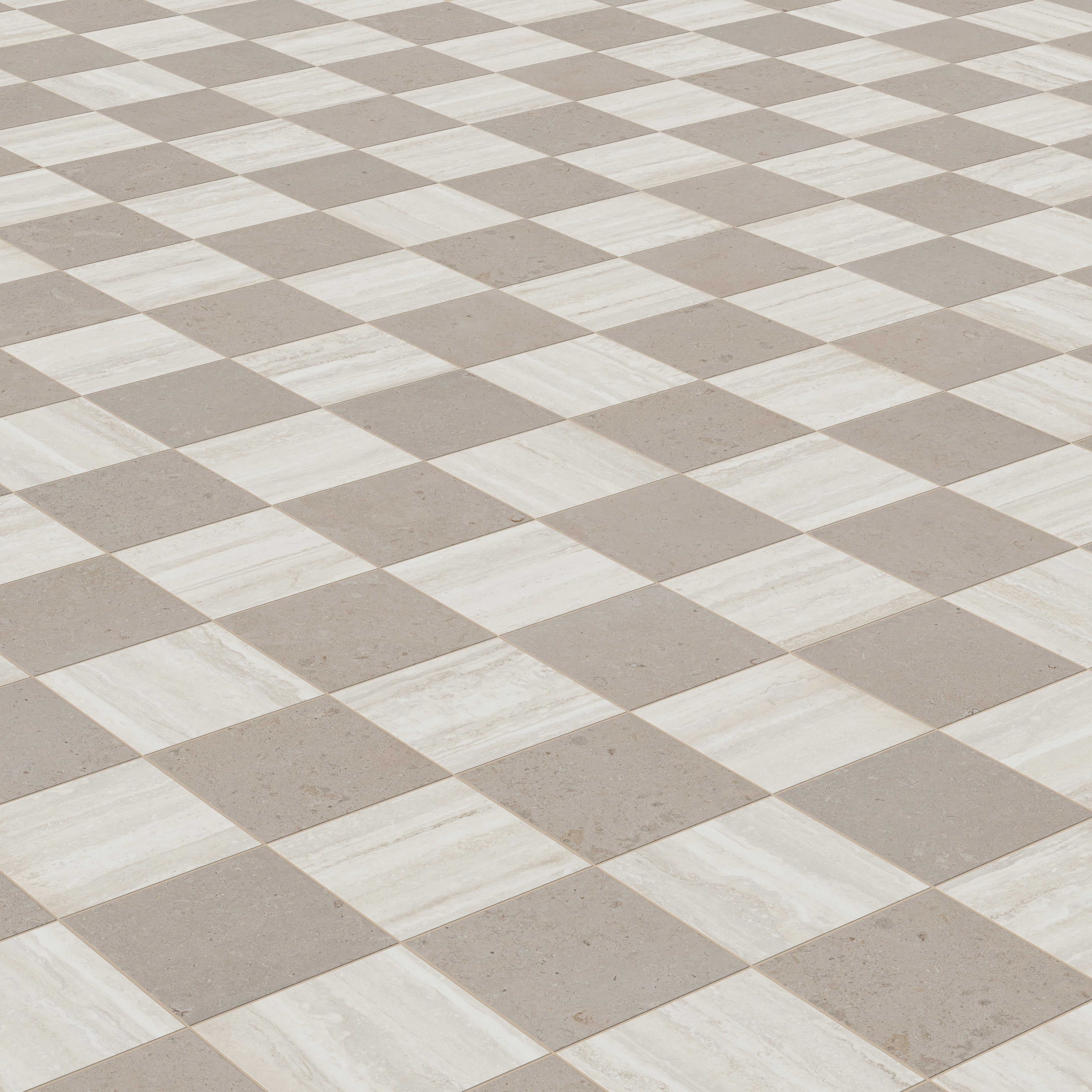 Wren 12x12 Checkerboard Grip 2cm Porcelain Paver Tile in Dune & Oat