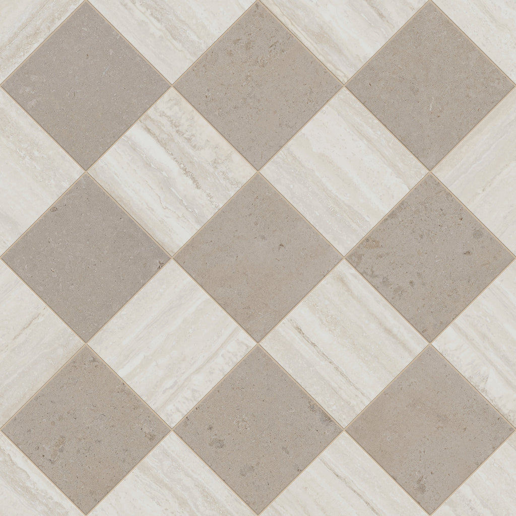 Wren 12x12 Checkerboard Grip 2cm Porcelain Paver Tile in Dune & Oat