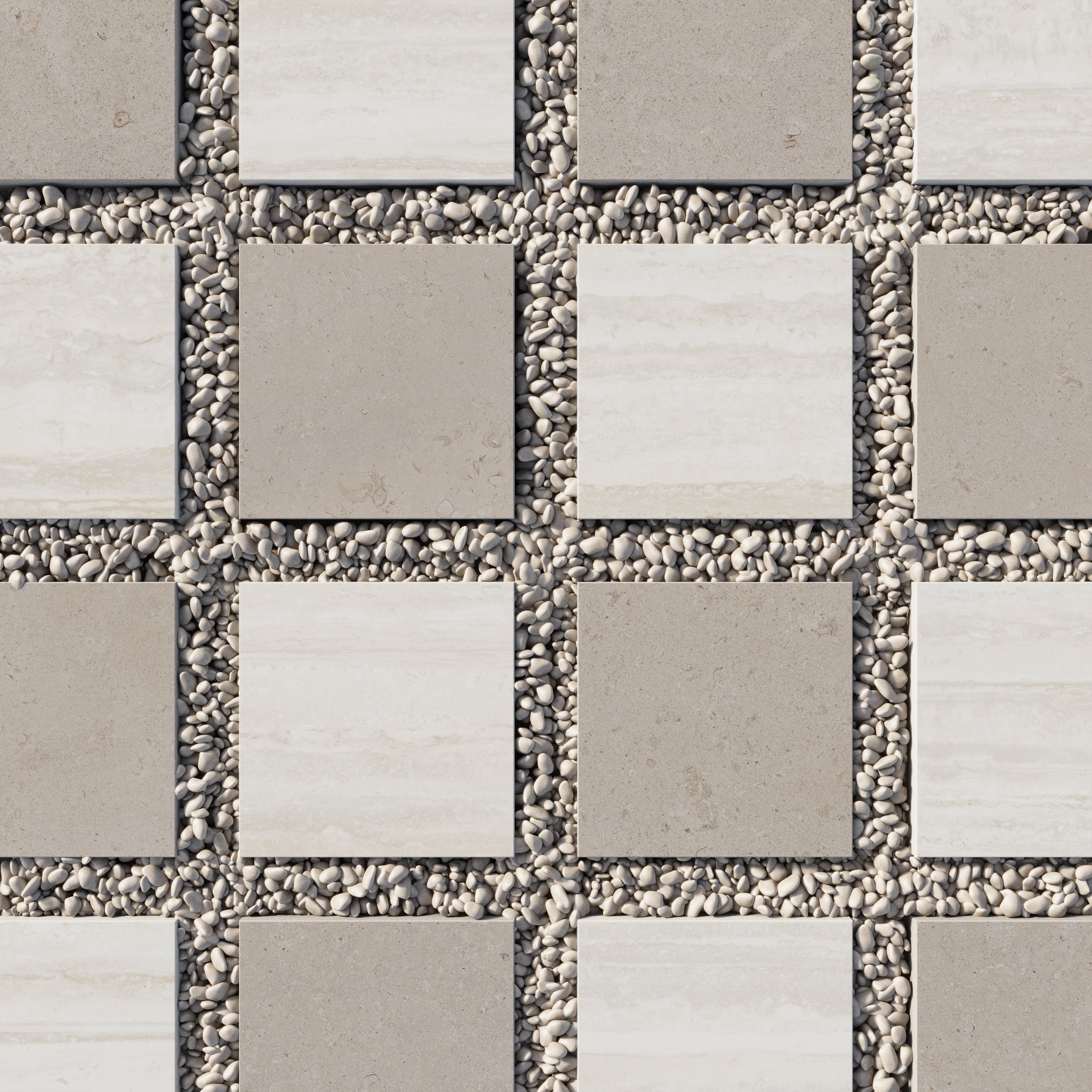 Wren 12x12 Checkerboard Grip 2cm Porcelain Paver Tile in Dune & Oat