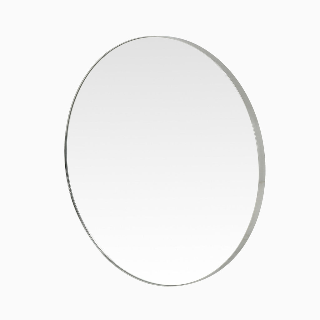 Tristan Round Mirror in Shiny Steel