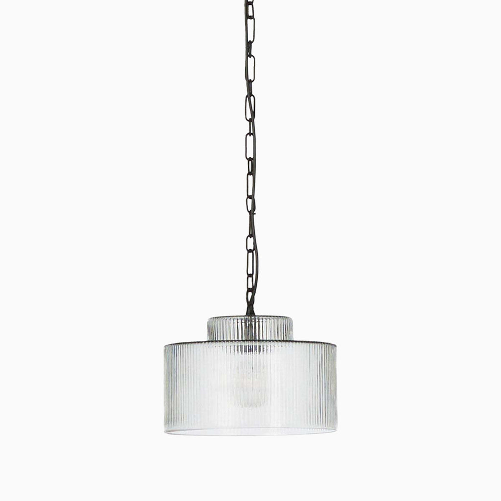 Reginald Pendant in Clear Reeded Glass