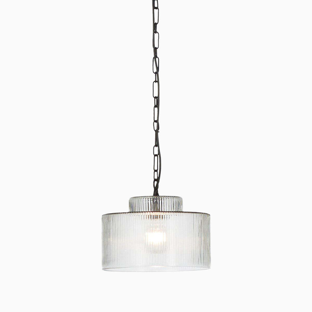 Reginald Pendant in Clear Reeded Glass
