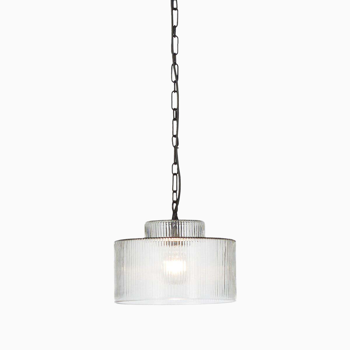 Reginald Pendant in Clear Reeded Glass
